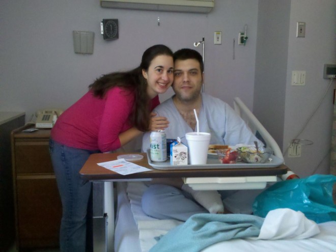 Kay at hospital with fiancee